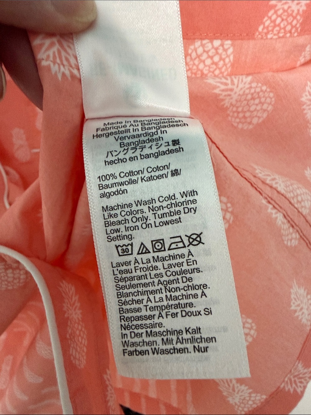 J Crew Cotton Short Slv XL Pajamas & Shorts Peach w/ Pineapple Print EUC - Picture 10 of 10
